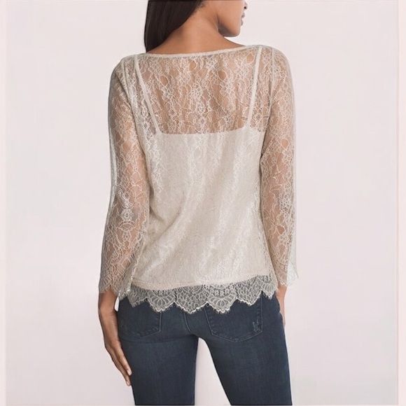 NWT White House Black Market Long Sleeve Lace Top Size Medium - Picture 3 of 16